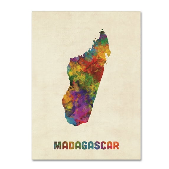 Trademark Fine Art 'Madagascar Watercolor Map' Canvas Art by Michael Tompsett