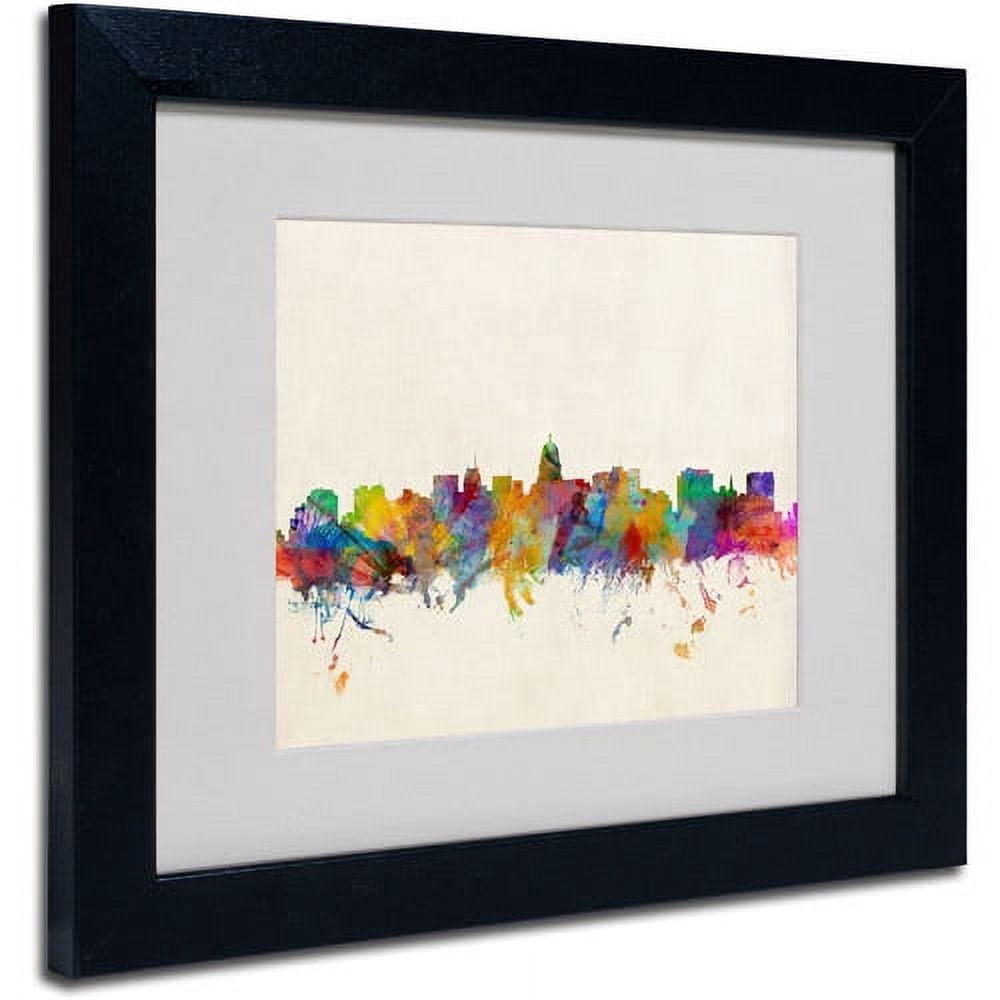 Trademark Fine Art "Madison Skyline" Framed Canvas Art by Michael Tompsett, Black Frame