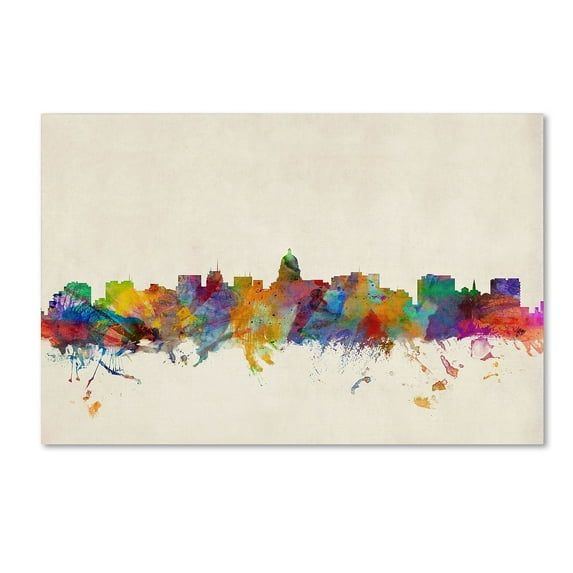 Trademark Fine Art "Madison Watercolor Skyline" Canvas Art by Michael Tompsett