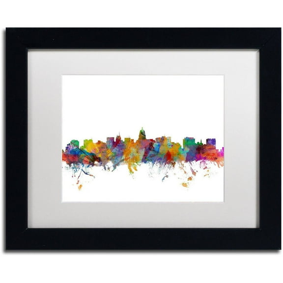 Trademark Fine Art 'Madison Wisconsin Skyline' Canvas Art by Michael Tompsett, White Matte, Black Frame