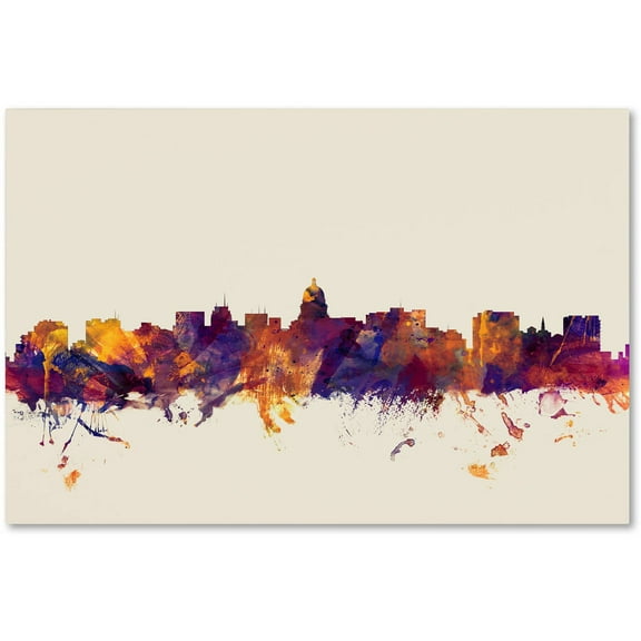 Trademark Fine Art "Madison Wisconsin Skyline" Canvas Art by Michael Tompsett