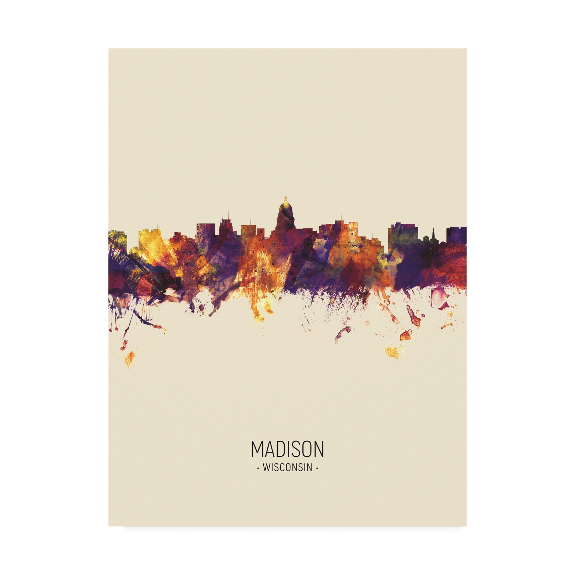 Trademark Fine Art 'Madison Wisconsin Skyline Portrait III' Canvas Art by Michael Tompsett