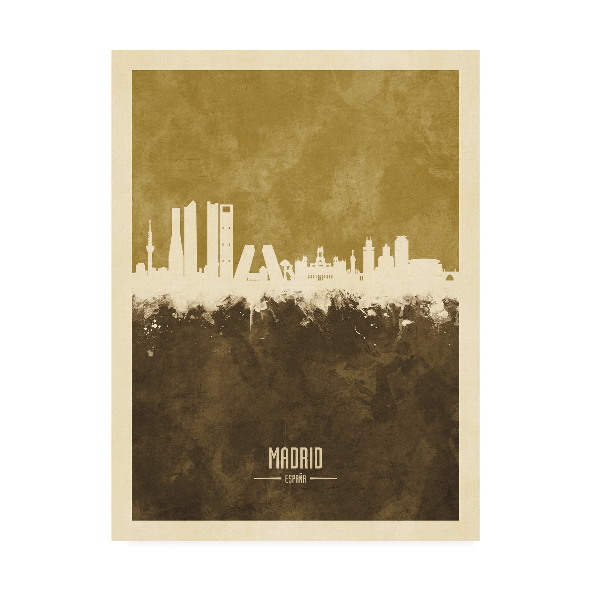Trademark Fine Art 'Madrid Spain Skyline Brown' Canvas Art by Michael Tompsett