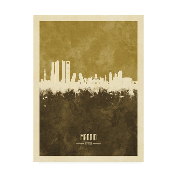 Trademark Fine Art 'Madrid Spain Skyline Brown' Canvas Art by Michael Tompsett