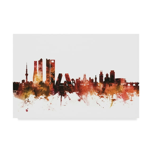Trademark Fine Art 'Madrid Spain Skyline Red' Canvas Art by Michael Tompsett