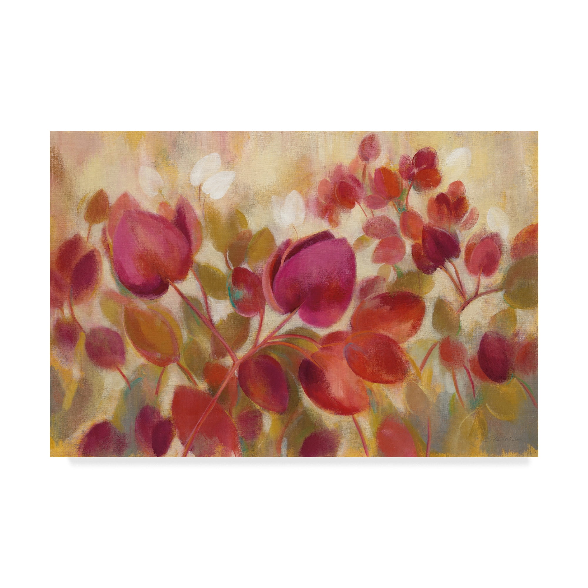Magenta and Red Floral Canvas Art by Silvia Vassileva