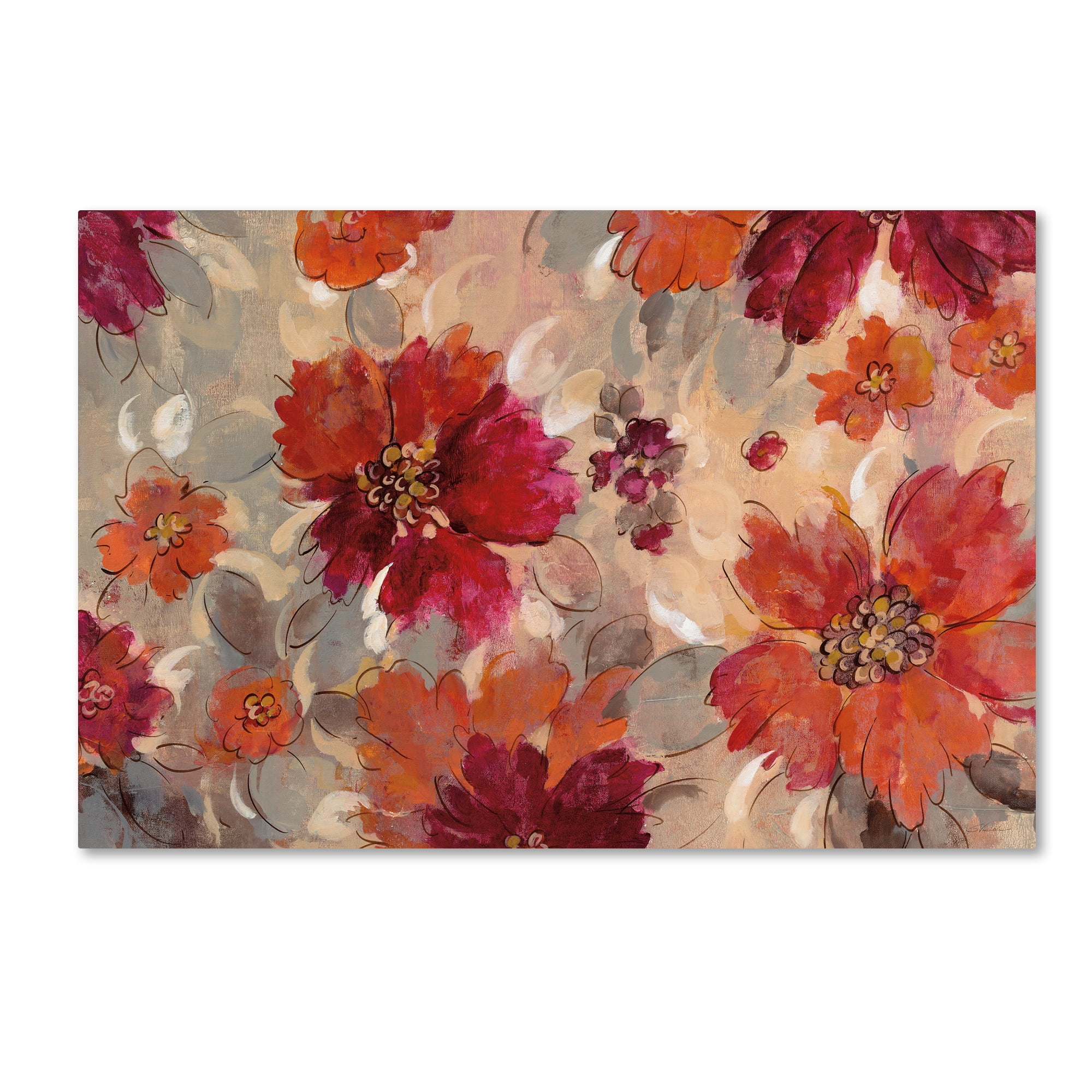 Trademark Fine Art 'Magenta and Coral Floral' Canvas Art by Silvia Vassileva