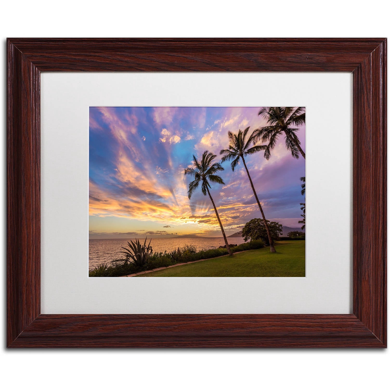 Trademark Fine Art 'Magical Hawaiian Sky' Canvas Art by Pierre Leclerc, White Matte, Wood Frame
