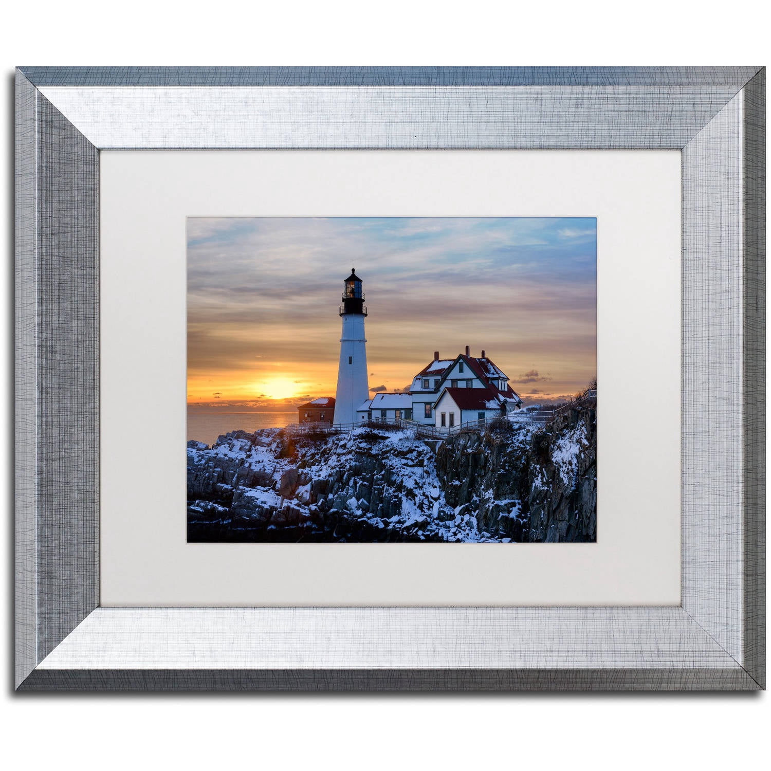 Trademark Fine Art "Maine Classic" Canvas Art by Michael Blanchette Photography White Matte, Silver Frame