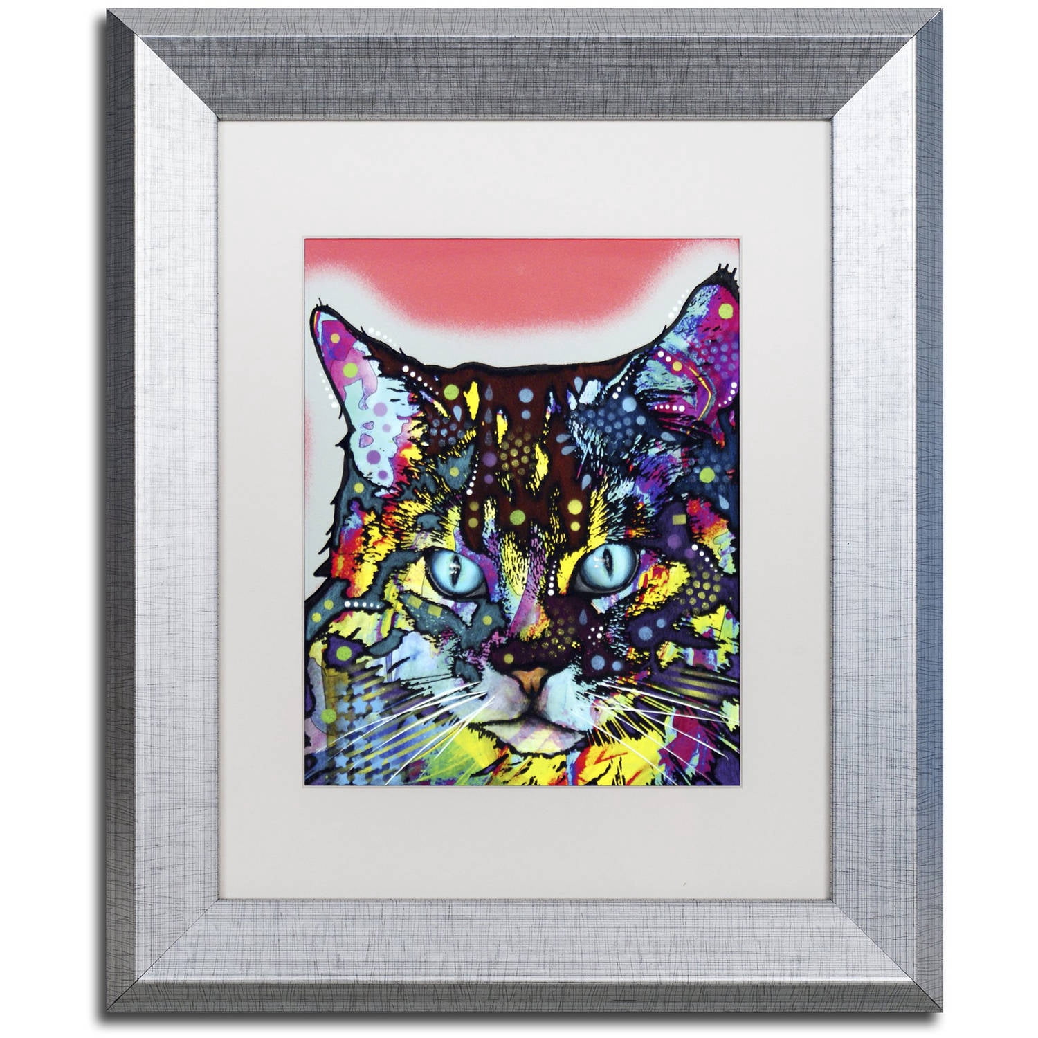 Trademark Fine Art "Maine Coon" Canvas Art by Dean Russo, White Matte, Silver Frame