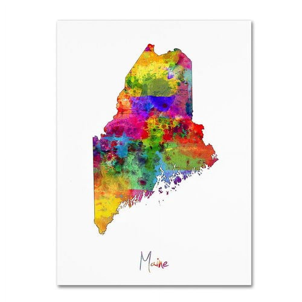 Trademark Fine Art "Maine Map" Canvas Art by Michael Tompsett
