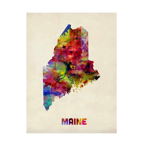 Trademark Fine Art Michael Tompsett Maine Map Canvas Wall Art - 14x19
