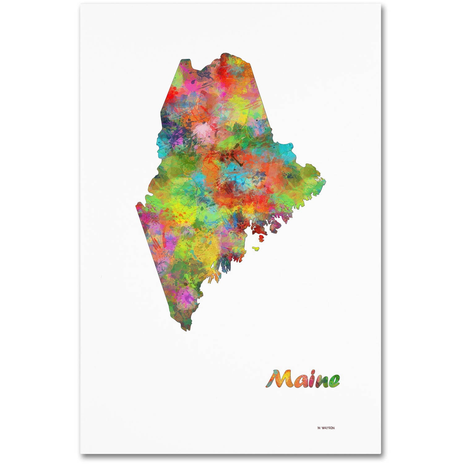 Trademark Fine Art "Maine State Map-1" Canvas Art by Marlene Watson