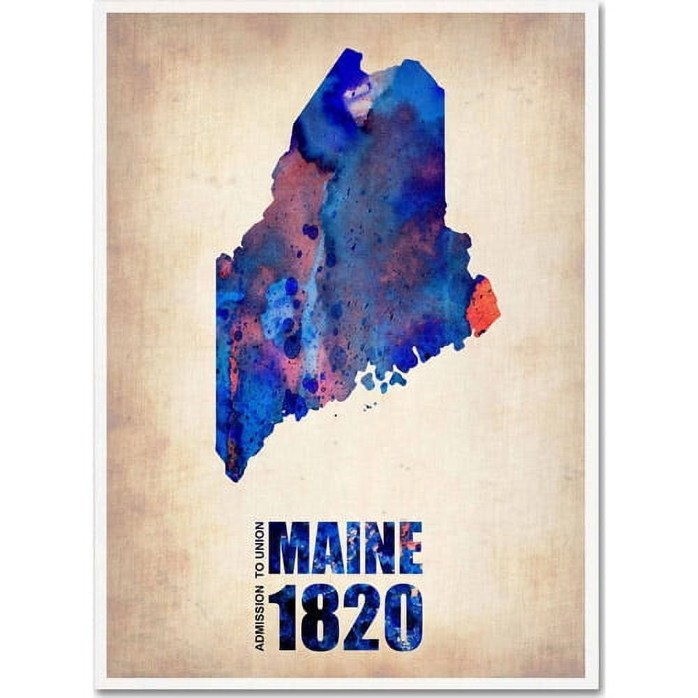 Trademark Fine Art "Maine Watercolor Map" Canvas Art by Naxart