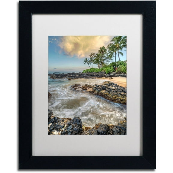 Trademark Fine Art 'Makena Sunrise' Canvas Art by Pierre Leclerc, White Matte, Black Frame