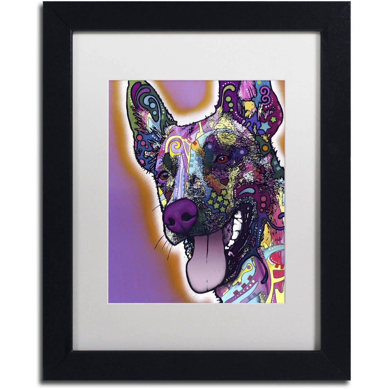 Trademark Fine Art "Malinois" Canvas Art by Dean Russo, White Matte, Black Frame