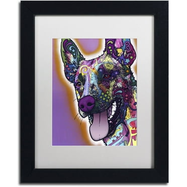 Trademark Fine Art "Malinois" Canvas Art by Dean Russo, White Matte, Black Frame