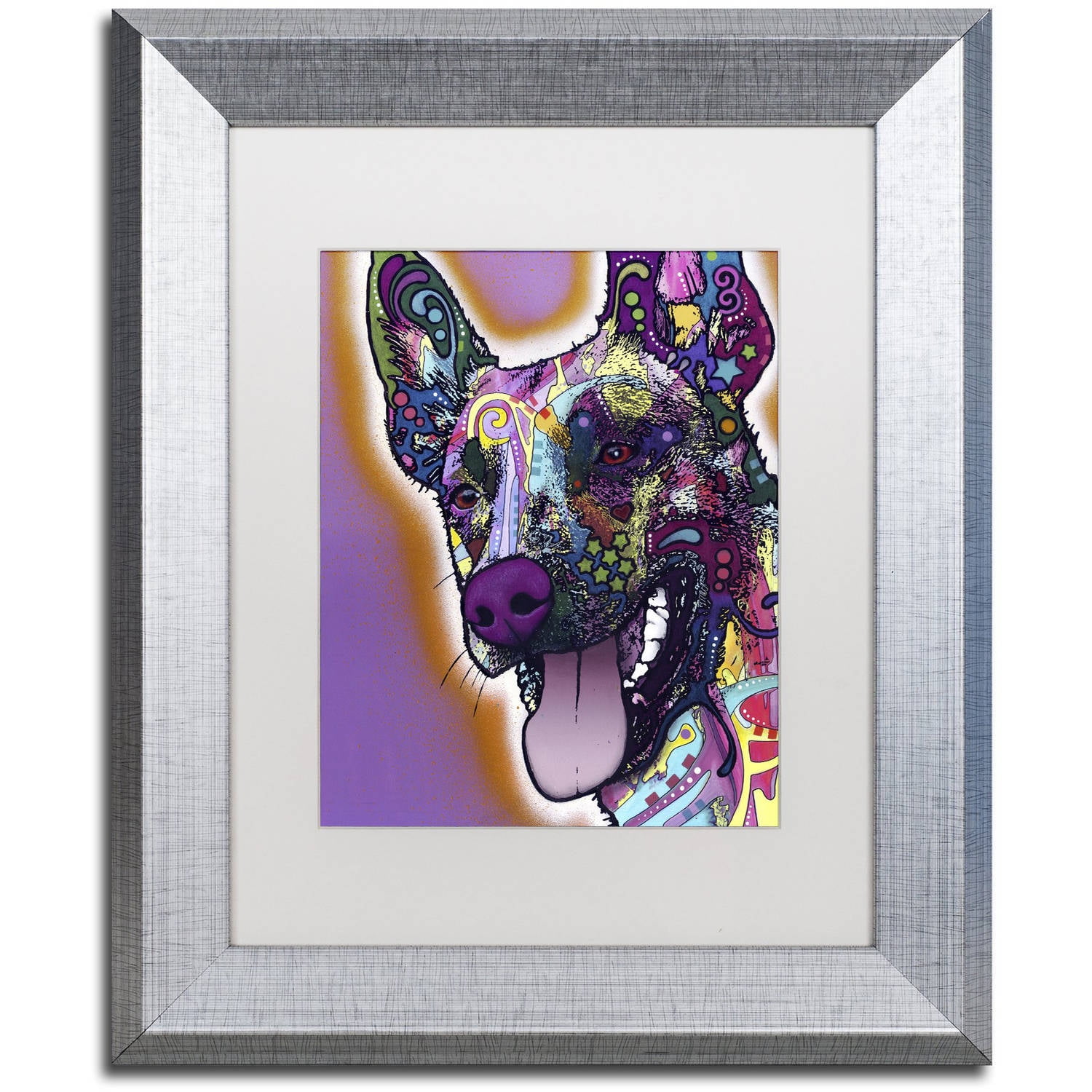 Trademark Fine Art "Malinois" Canvas Art by Dean Russo, White Matte, Silver Frame