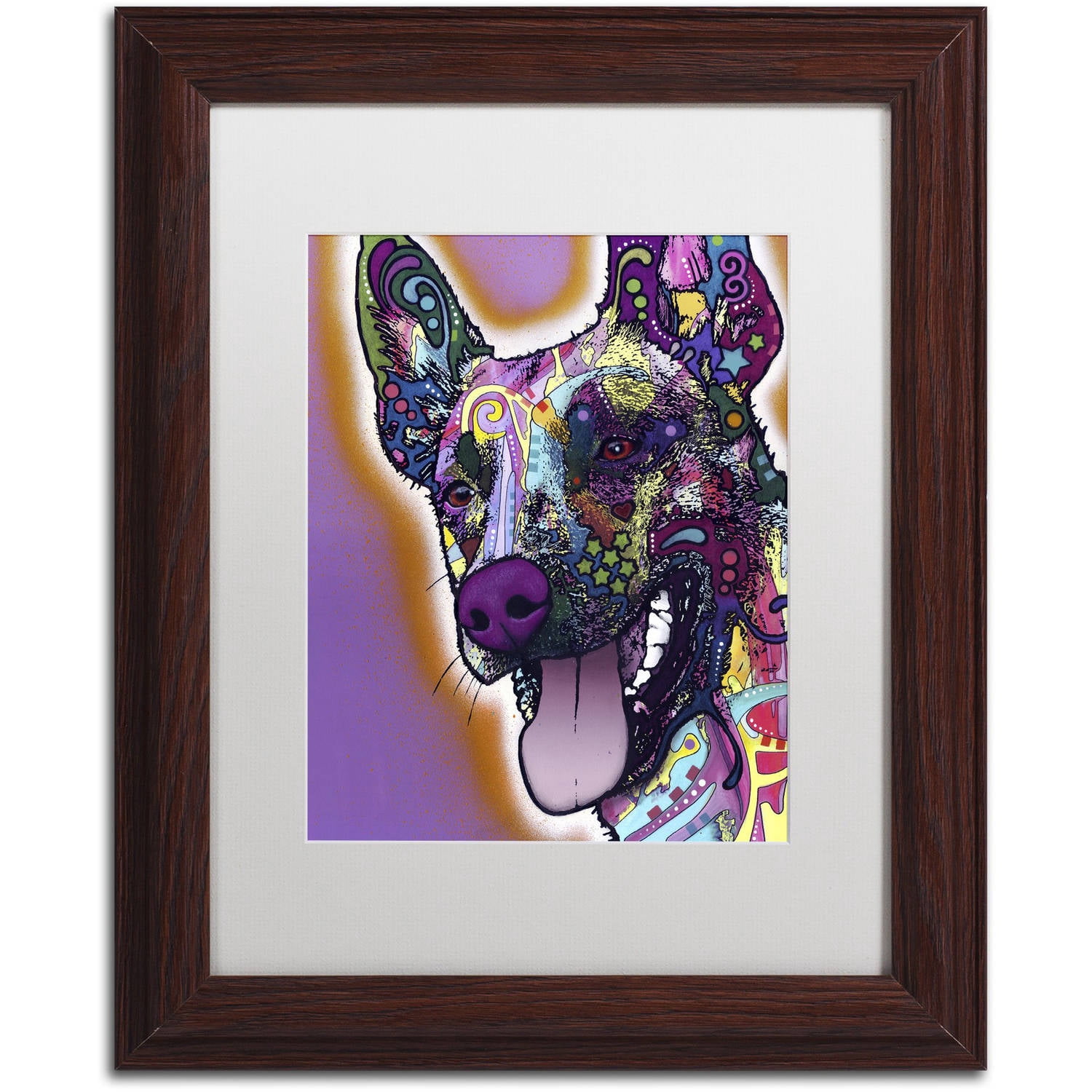 Trademark Fine Art "Malinois" Canvas Art by Dean Russo, White Matte, Wood Frame