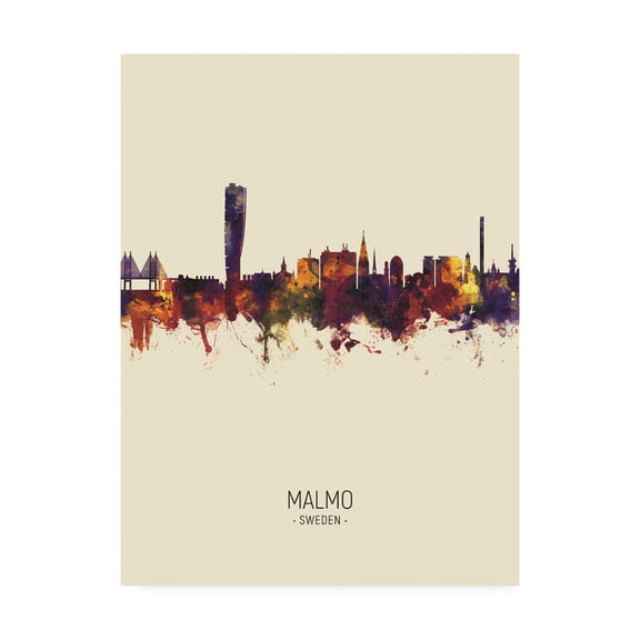 Trademark Fine Art 'Malmo Sweden Skyline Portrait III' Canvas Art by Michael Tompsett