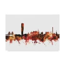 Trademark Fine Art 'Malmo Sweden Skyline Red' Canvas Art by Michael Tompsett