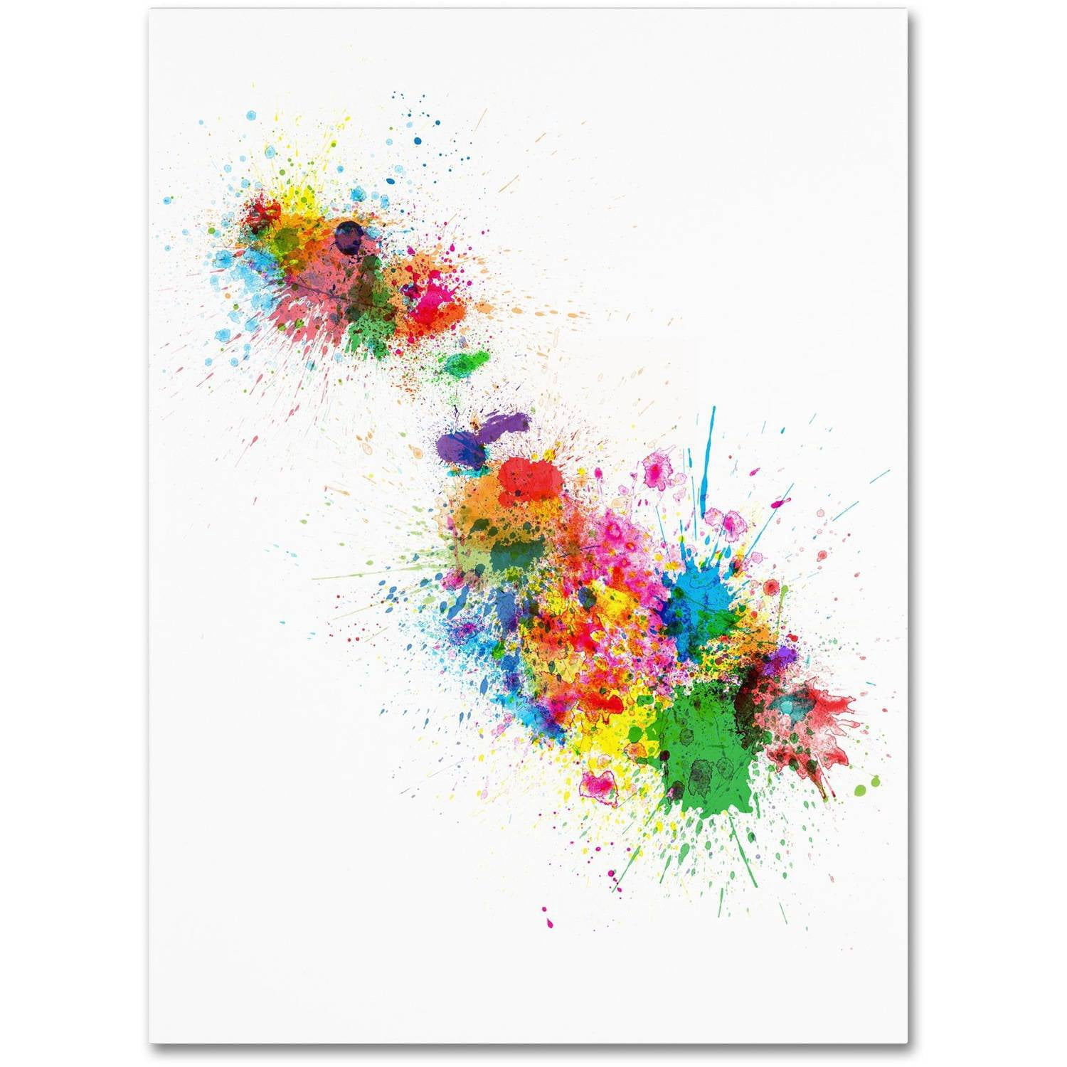 Trademark Fine Art "Malta Map Paint Splashes" Canvas Art by Michael Tompsett