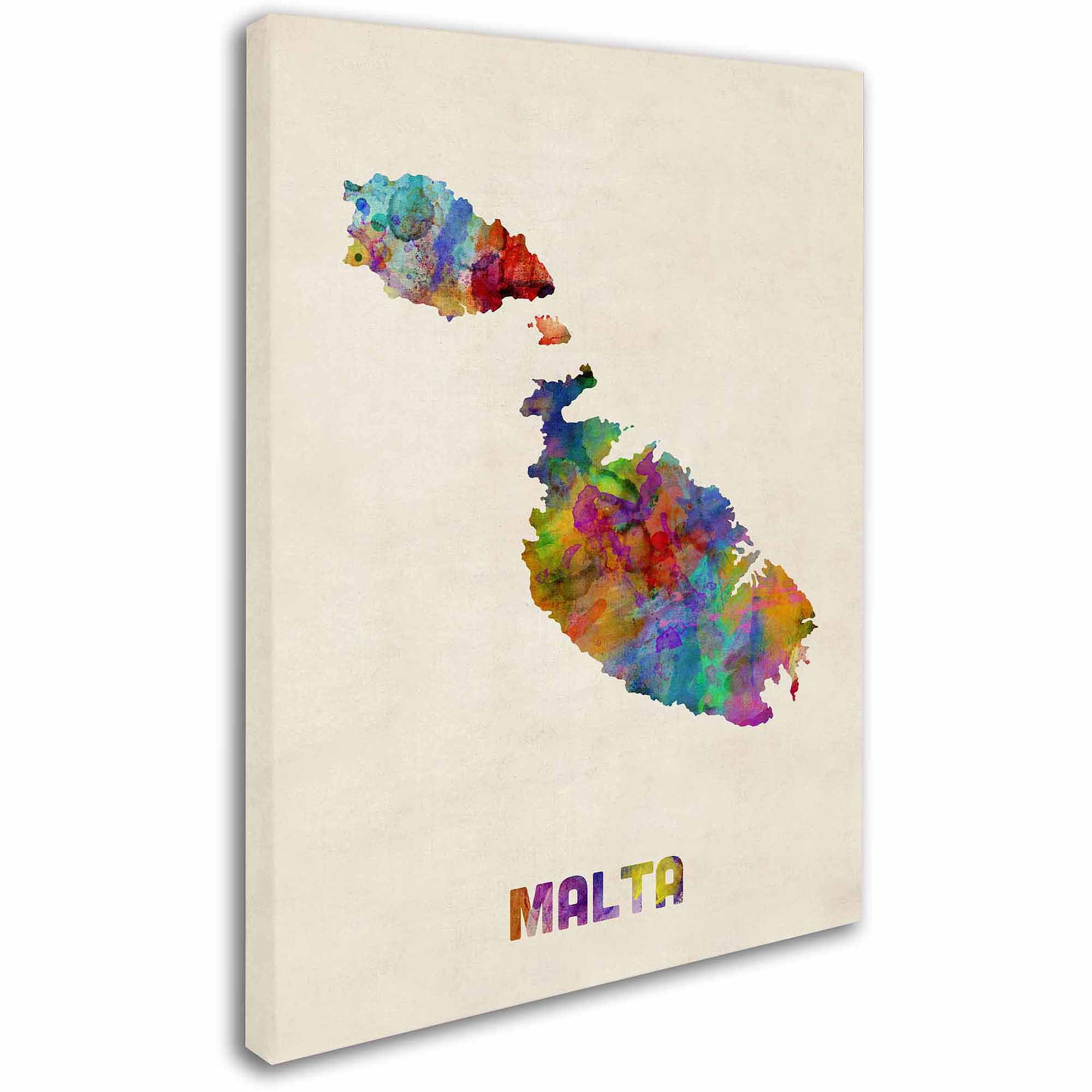 Trademark Fine Art "Malta Watercolor Map" Canvas Art by Michael Tompsett