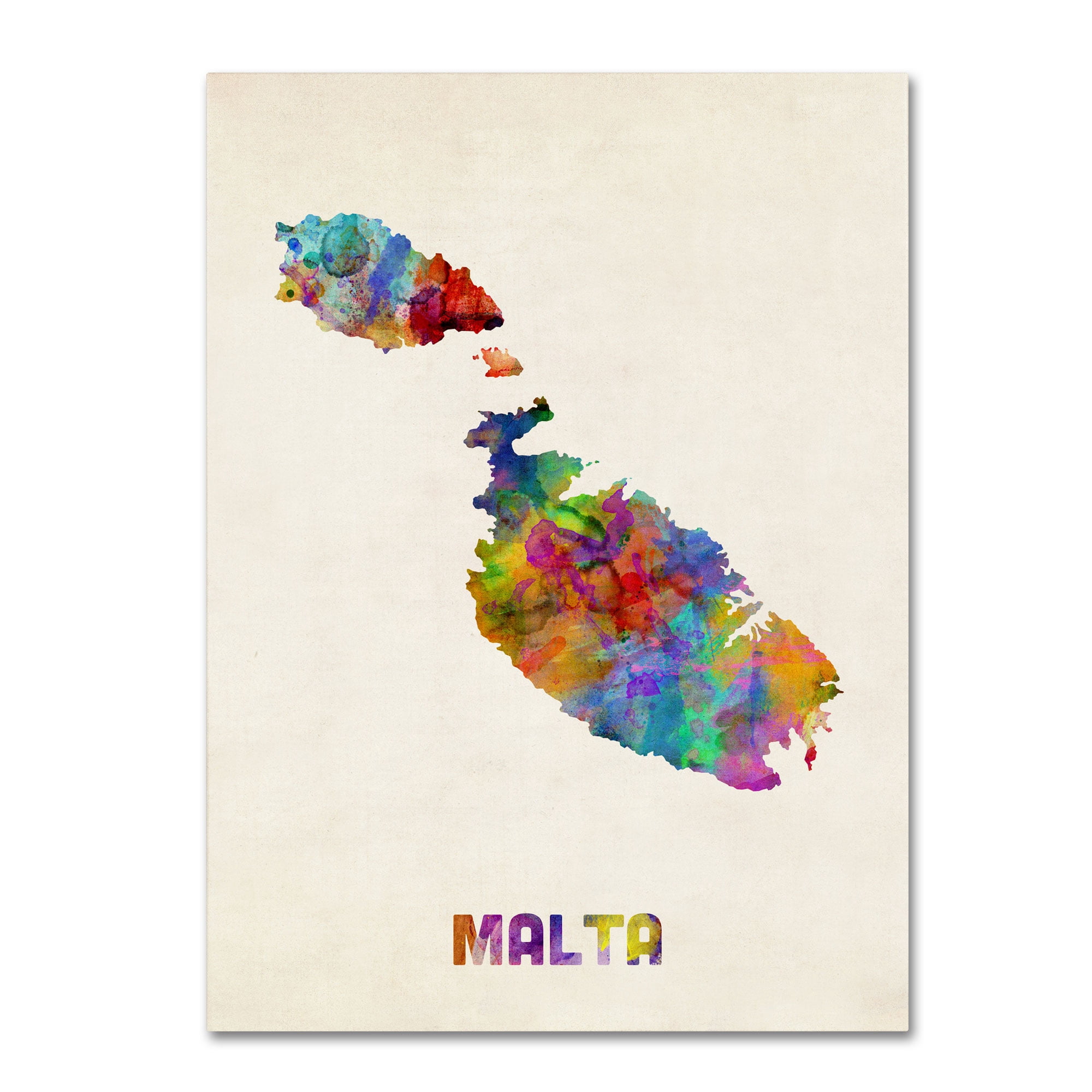 Trademark Fine Art "Malta Watercolor Map" Canvas Art by Michael Tompsett