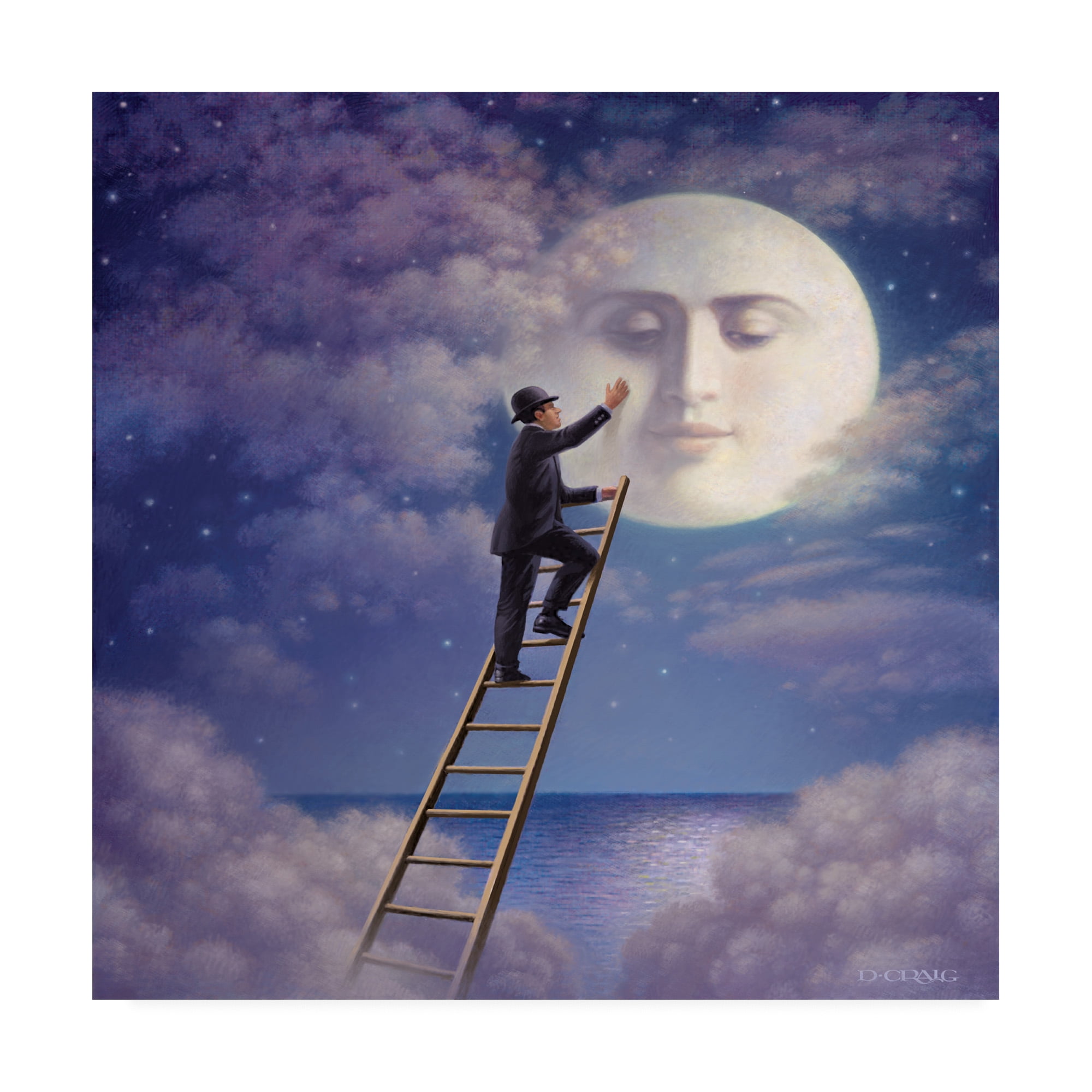 Trademark Fine Art 'Man With Moon' Canvas Art by Dan Craig