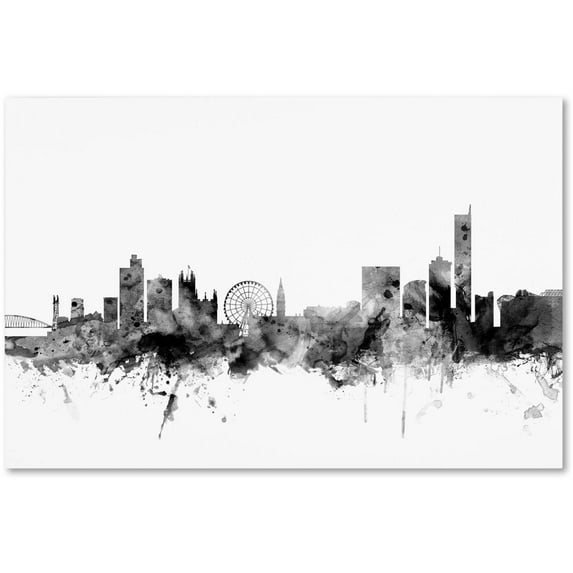 Trademark Fine Art "Manchester England Skyline B&W" Canvas Art by Michael Tompsett
