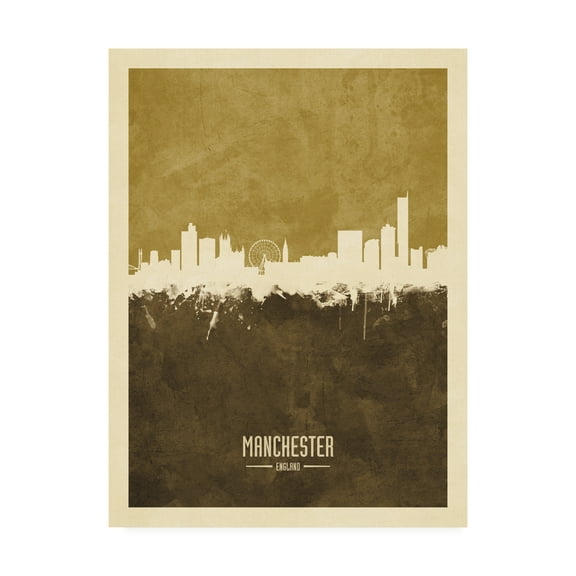 Trademark Fine Art 'Manchester England Skyline Brown' Canvas Art by Michael Tompsett