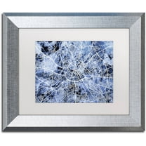 Trademark Fine Art "Manchester Street Map B&W" Canvas Art by Michael Tompsett, White Matte, Silver Frame