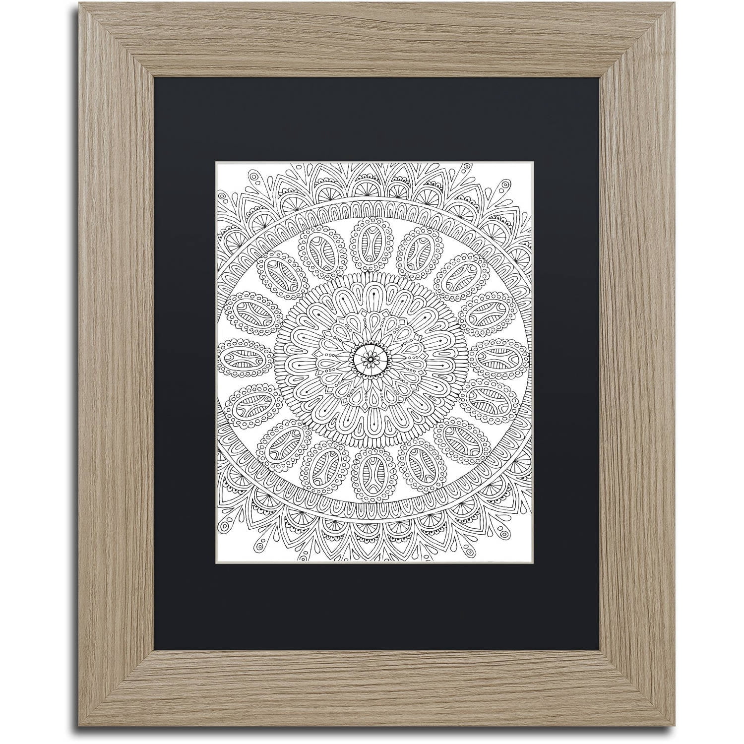 Trademark Fine Art "Mandala" Canvas Art by Hello Angel, Black Matte, Birch Frame