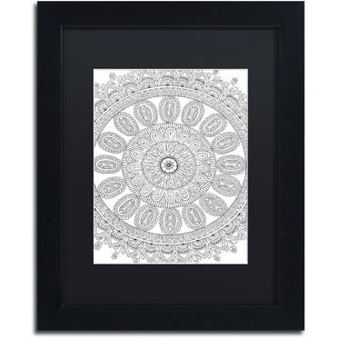 Trademark Fine Art "Mandala" Canvas Art by Hello Angel, Black Matte, Black Frame