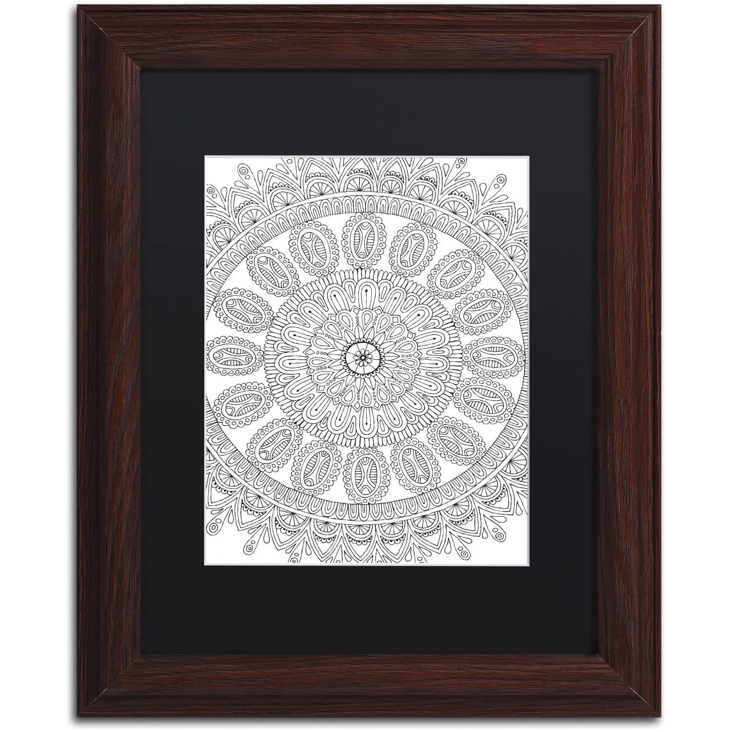 Trademark Fine Art "Mandala" Canvas Art by Hello Angel, Black Matte, Wood Frame