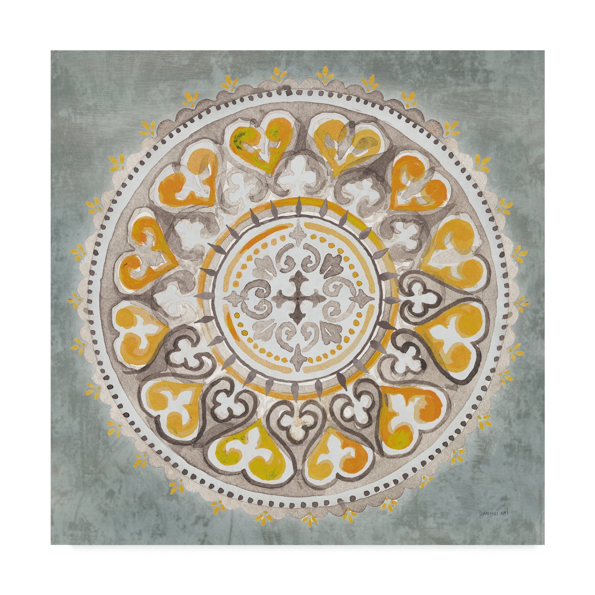 Trademark Fine Art 'Mandala Delight III Yellow Grey' Canvas Art by Danhui Nai