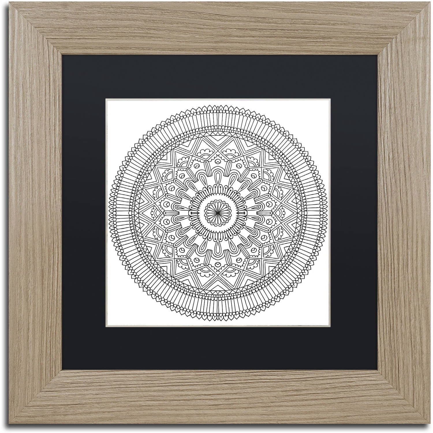 Trademark Fine Art "Mandala II" Canvas Art by Hello Angel, Black Matte, Birch Frame
