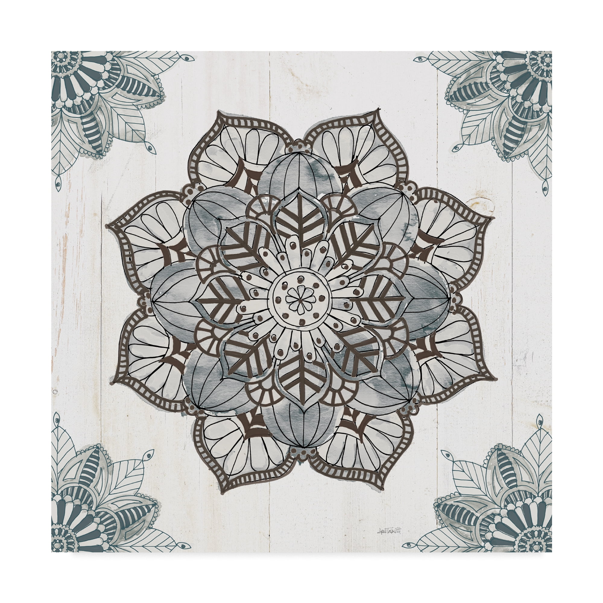 Trademark Fine Art 'Mandala Morning V Blue and Gray v2' Canvas Art by Anne Tavoletti