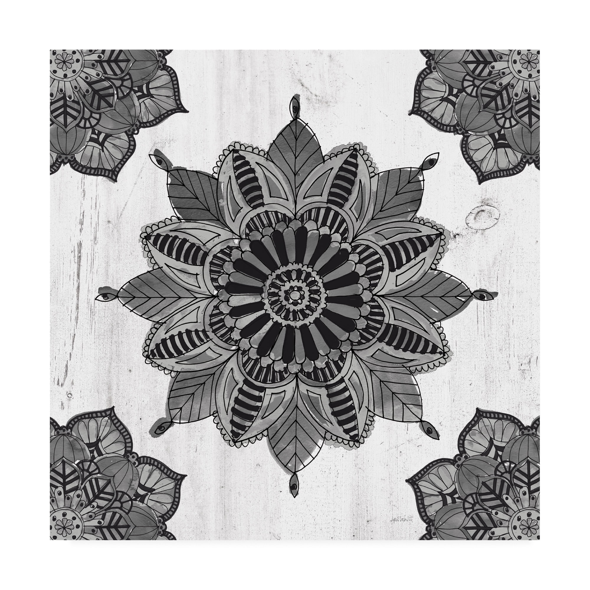 Trademark Fine Art 'Mandala Morning VI BW' Canvas Art by Anne Tavoletti