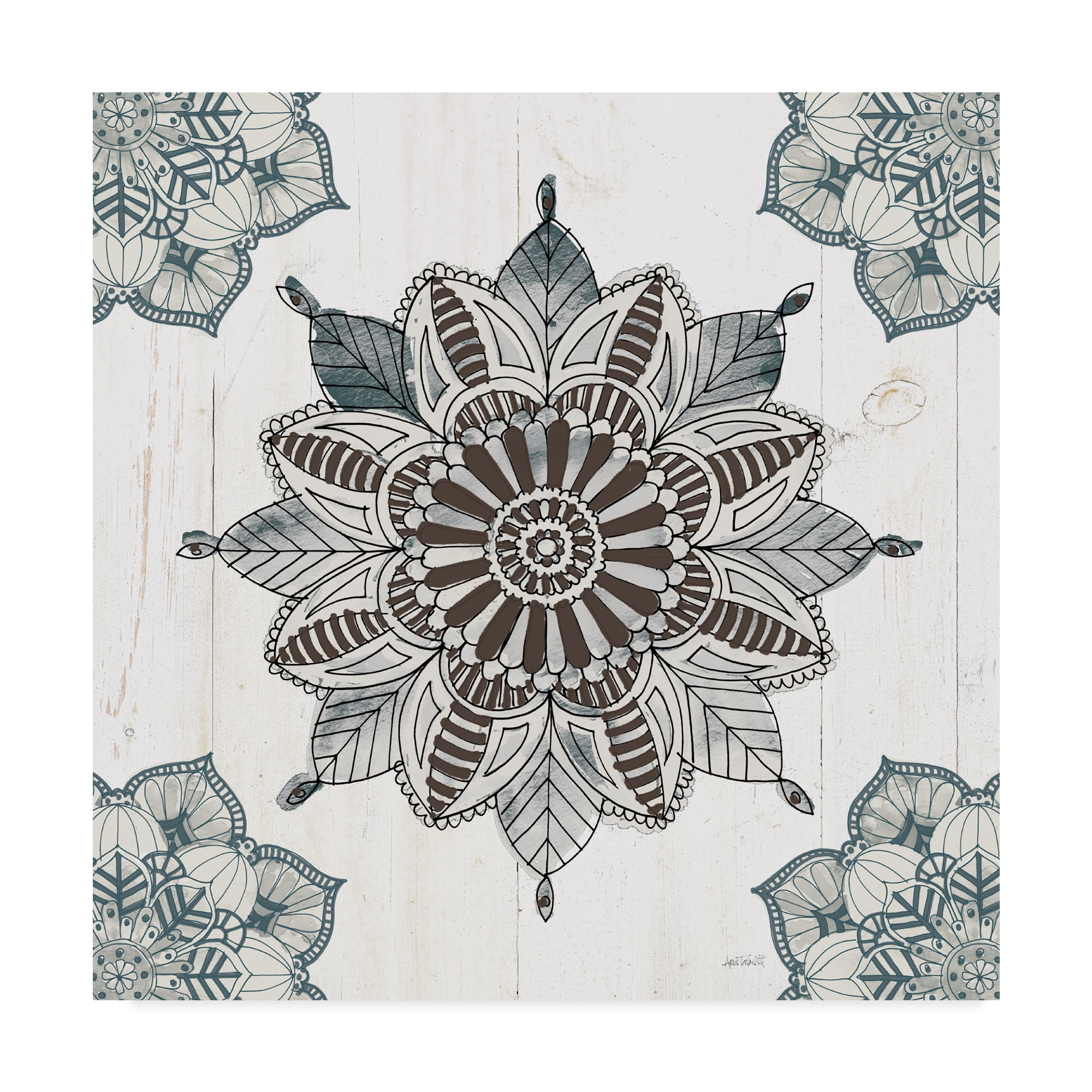 Trademark Fine Art 'Mandala Morning VI Blue and Gray v2' Canvas Art by Anne Tavoletti