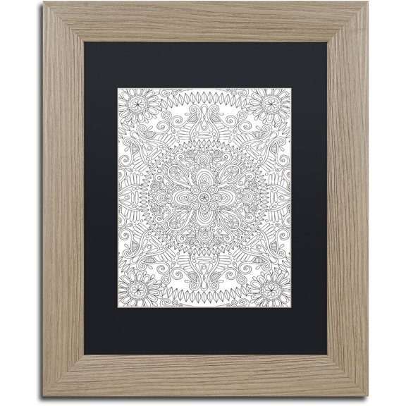Trademark Fine Art "Mandala One" Canvas Art by Hello Angel, Black Matte, Birch Frame