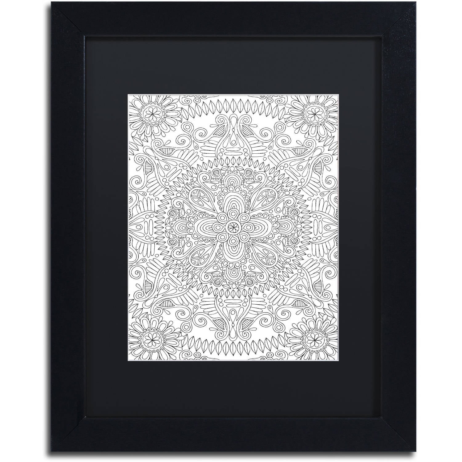 Trademark Fine Art "Mandala One" Canvas Art by Hello Angel, Black Matte, Black Frame