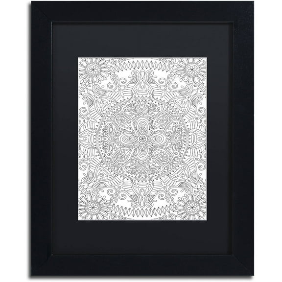 Trademark Fine Art "Mandala One" Canvas Art by Hello Angel, Black Matte, Black Frame