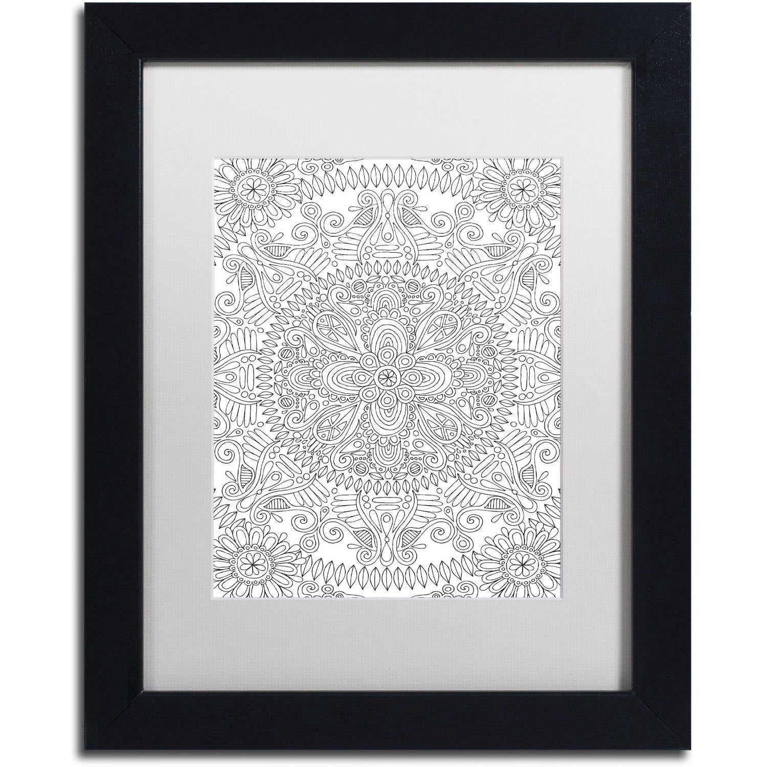Trademark Fine Art "Mandala One" Canvas Art by Hello Angel, White Matte, Black Frame