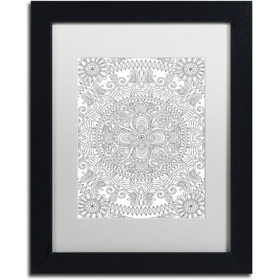 Trademark Fine Art "Mandala One" Canvas Art by Hello Angel, White Matte, Black Frame
