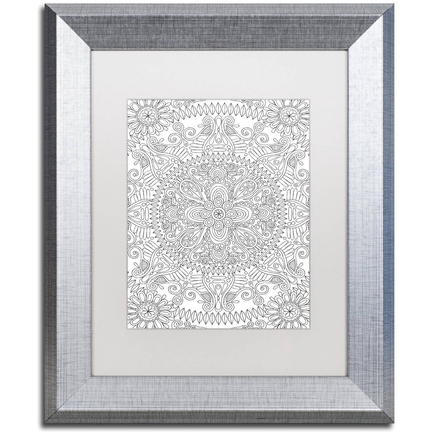 Trademark Fine Art "Mandala One" Canvas Art by Hello Angel, White Matte, Silver Frame