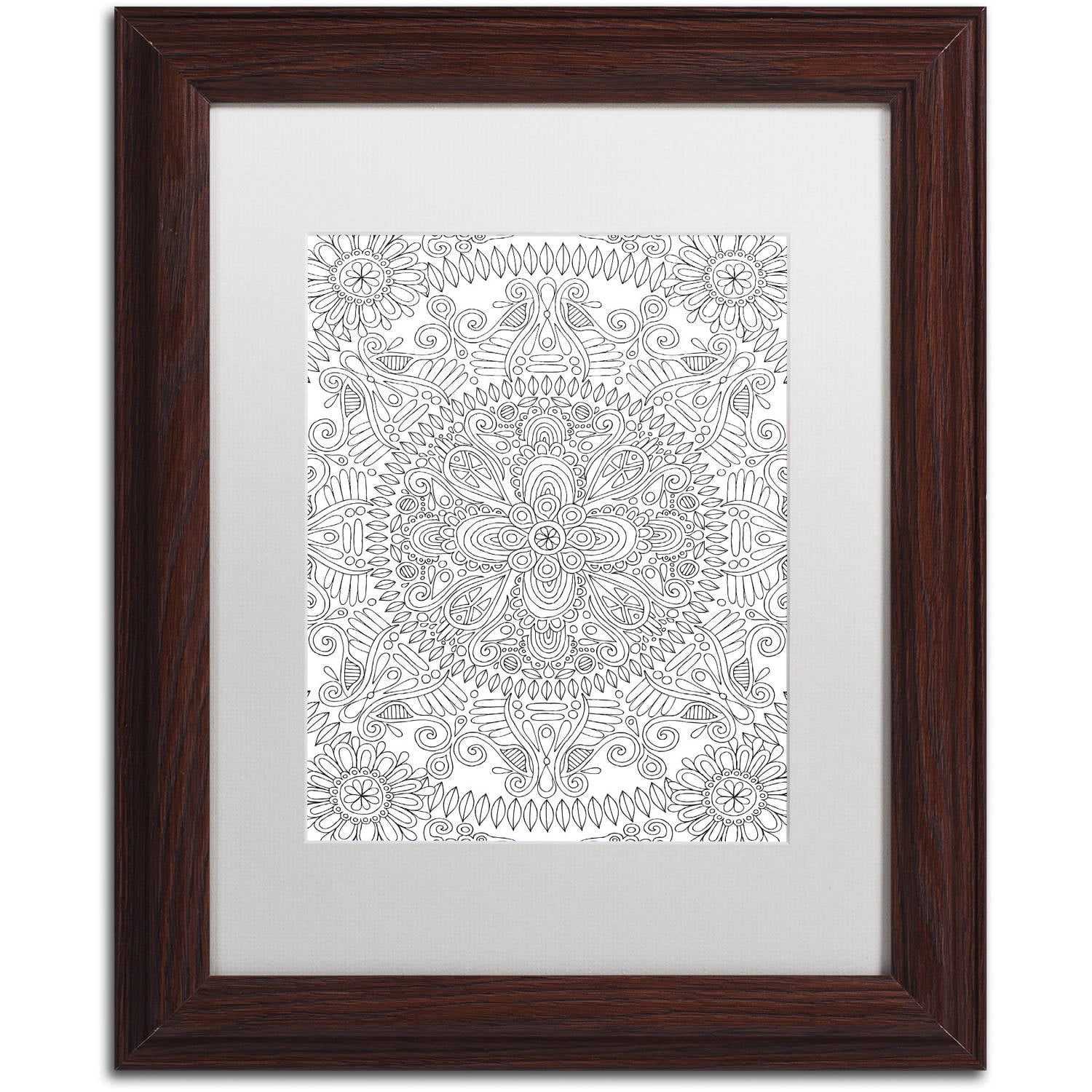 Trademark Fine Art "Mandala One" Canvas Art by Hello Angel, White Matte, Wood Frame