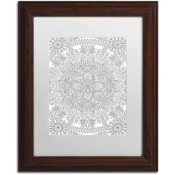 Trademark Fine Art "Mandala One" Canvas Art by Hello Angel, White Matte, Wood Frame