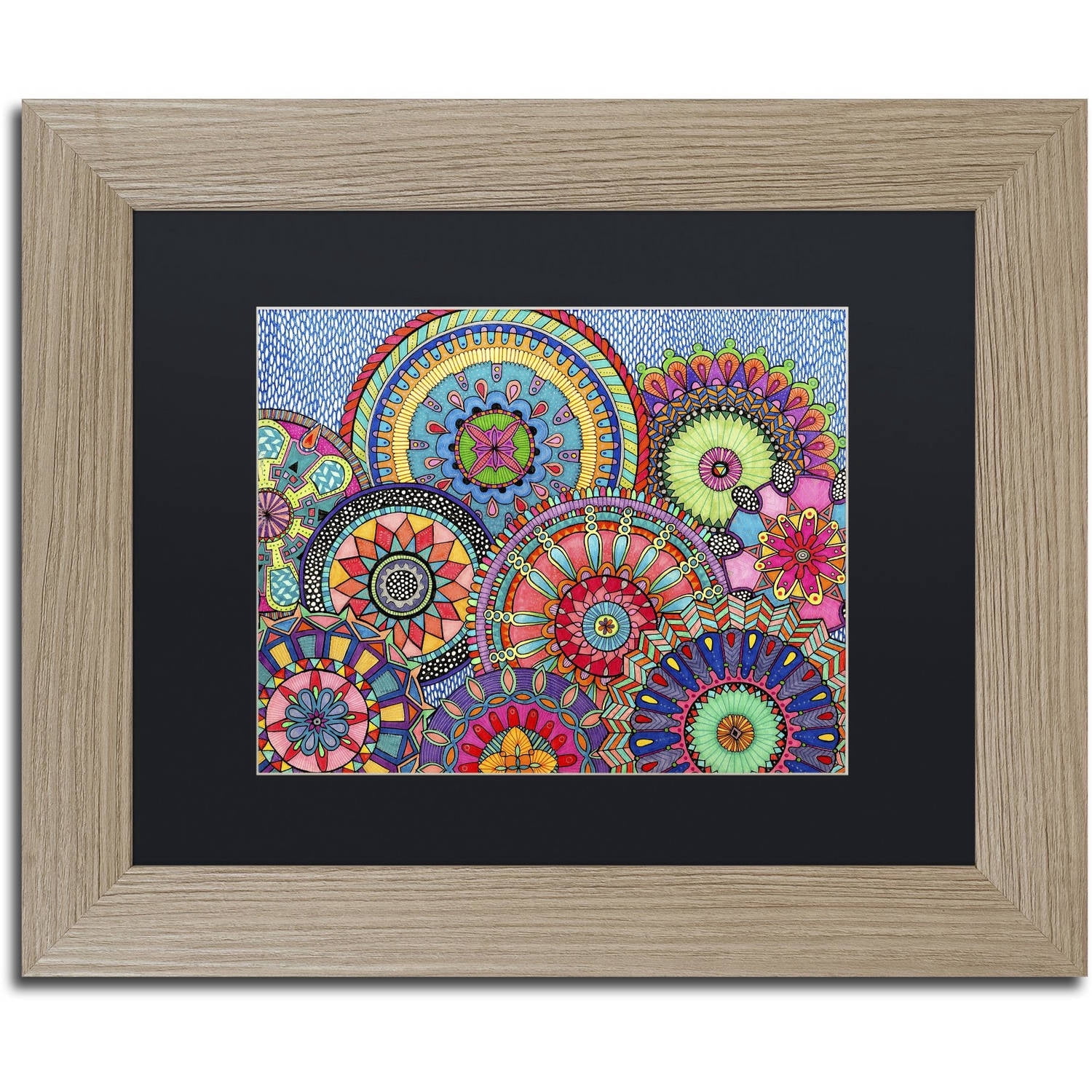 Trademark Fine Art "Mandala Parade" Canvas Art by Hello Angel, Black Matte, Birch Frame