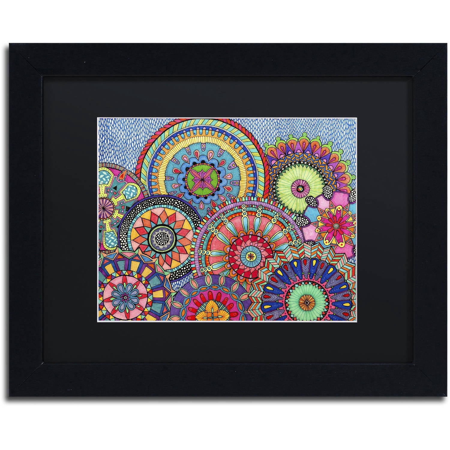 Trademark Fine Art "Mandala Parade" Canvas Art by Hello Angel, Black Matte, Black Frame